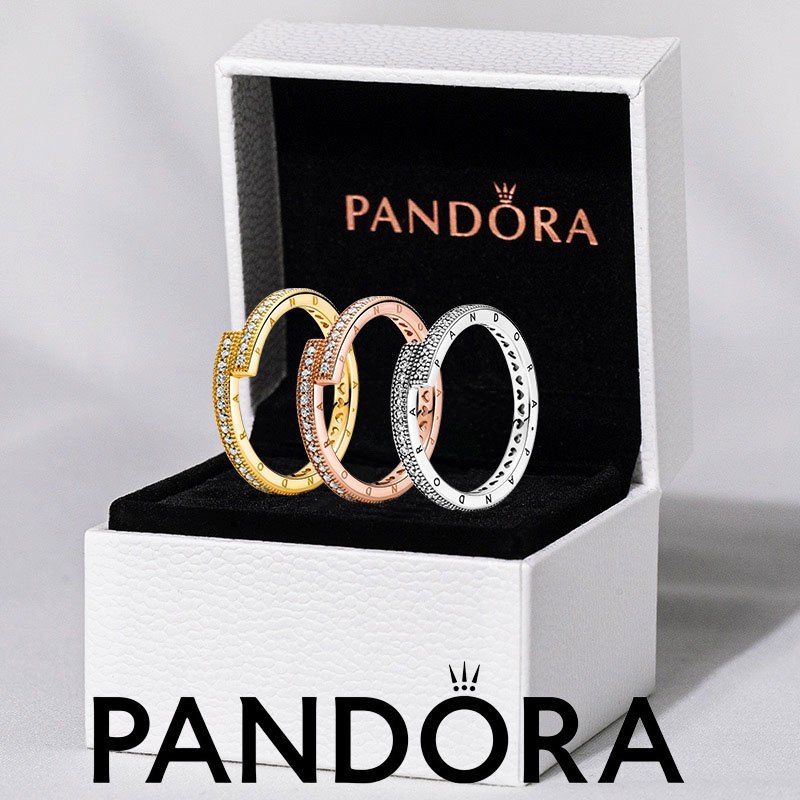 Nhẫn bạc PANDORA S925 cặp đôi Nhẫn chồng lấp lánh