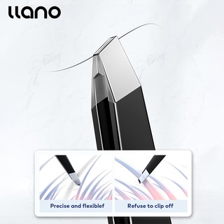 Nhíp nhổ lông mày/lông mi LLANO bằng thép không gỉ màu đen