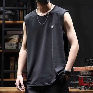Mùa Hè Băng Lụa Vải Thoải Mái Và Thoáng Khí Nam Áo Vest Không Tay Thể Thao Thời Trang Rời Cổ Tròn Top