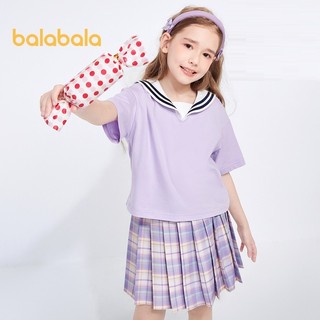 Balabala Trẻ Em Mặc Bé Gái Mùa Hè Mặc Trẻ Em Lớn Trẻ Em Jk Xếp Ly Thủy Thủ Phù Hợp Với Thời Trang