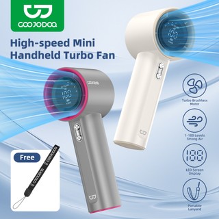 Goojodoq Quạt cầm tay có thể sạc lại Quạt mini điều chỉnh mức 100 Tốc độ gió Thân kim loại Màn hình kỹ thuật số cho công việc và sử dụng ngoài trời
