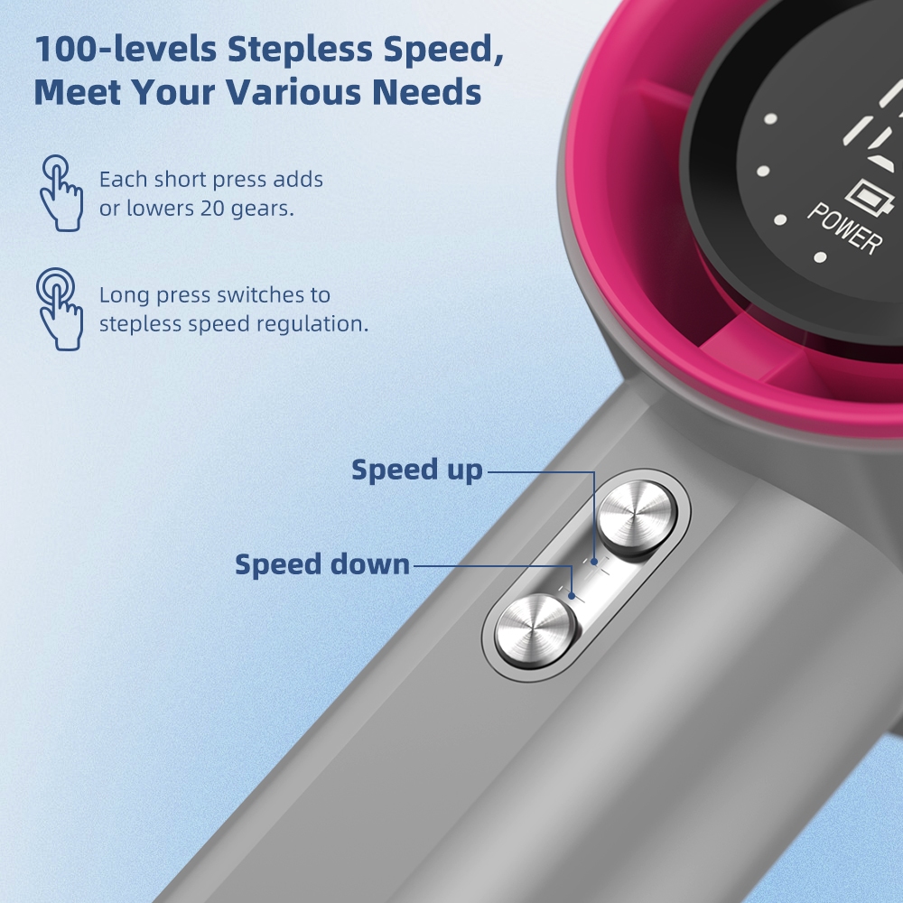 Goojodoq Quạt cầm tay có thể sạc lại điều chỉnh mức 100 Tốc độ gió Thân kim loại Màn hình kỹ thuật số cho công việc và sử dụng ngoài trời | BigBuy360 - bigbuy360.vn