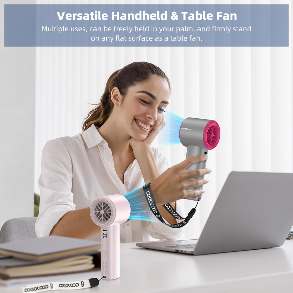 Goojodoq Quạt cầm tay có thể sạc lại điều chỉnh mức 100 Tốc độ gió Thân kim loại Màn hình kỹ thuật số cho công việc và sử dụng ngoài trời | BigBuy360 - bigbuy360.vn