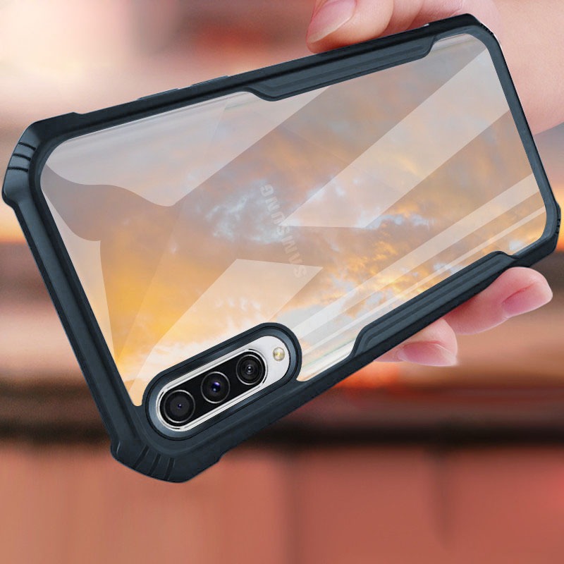 Ốp lưng Acrylic trong suốt cho Samsung Galaxy A7 A9 2018 A6 Plus Ốp lưng TPU mềm chống sốc bảo vệ Coque