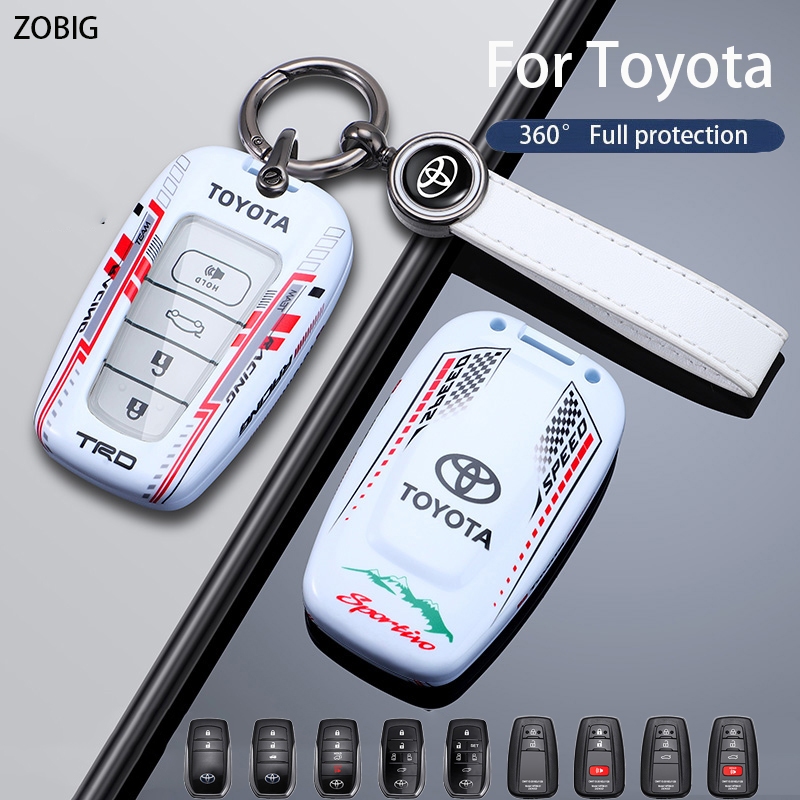 ZOBIG PC + TPU Chìa Khóa Fob Dành Cho Xe Toyota Vỏ Chìa Khóa Có Móc Khóa Phù Hợp Cho Xe Toyota Hilux