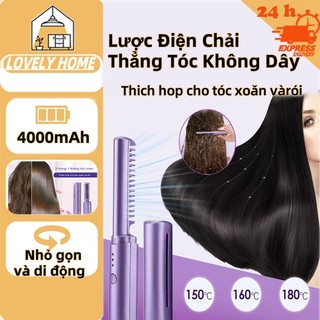 Lược Điện Chải Thẳng Tóc Không Dây, Lược Điện Uốn Duỗi Tóc Đa Năng, Lược Điện Mini Nhỏ Gọn Tiện Lợi,Máy uốn tóc      pin 4000mAh bảo hành 12T