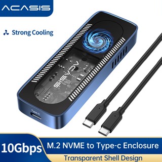 Acasis 10Gpbs Chuyển M.2 NVMe Vỏ SSD có quạt làm mát, USB 3.1 PCIe M.2 NVMe sang USB Bộ chuyển đổi / đầu đọc Tương thích với SSD 2242 / 60 / 80 để cắm và chạy máy tính