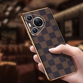 Ốp điện thoại mềm Huawei Pura 80 70 Pro Ultra Pura80 Pura70Pro Pura70Ultra P70 P70Pro P70Ultra P 70 Vỏ mềm hình khối sang trọng Da PU Bảo vệ toàn diện Vỏ chống sốc