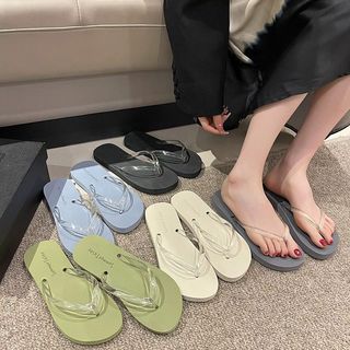 COD trắng Dép Xỏ Ngón Chống Trượt Thoải Mái Thời Trang Mùa Hè Cho Nữ