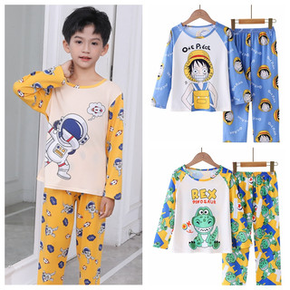 Quần áo bé trai bé trai bộ đồ ngủ trẻ em bộ đồ ngủ bé trai mùa hè bộ đồ ngủ in hoạt hình bộ đồ ngủ dài tay cổ tròn đồ ngủ váy ngủ
