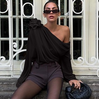 Áo Lưới Voan Phối Họa Tiết Hoa Phong Cách Thanh Lịch Thời Trang Cho Nữ