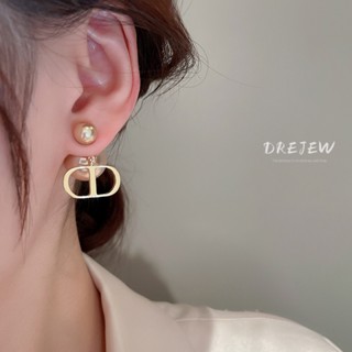 DREJEW Bạc 925 Kim Chữ Heo Mũi Ngọc Trai Bông Tai Thời Trang Ánh Sáng Sang Trọng Cao Cấp Hai Mặt Bông Tai Tính Khí Cho Nữ