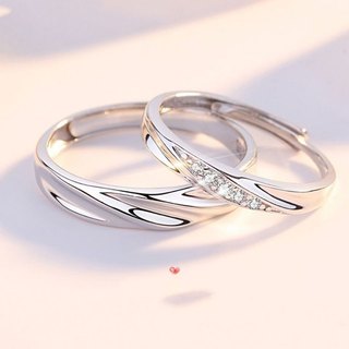 Nhẫn cặp đôi Forever Together - Chất liệu đồng có tông màu Cubic Zirconia dành cho anh ấy và cô ấy