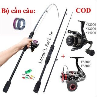 Bộ cần câu phương thức thanh toán COD 100% hậu mãi Bộ câu gồm cần câu , cuộn, dây câu , mồi nhân tạo, giá rẻ bộ đồ không lo lắng nhất