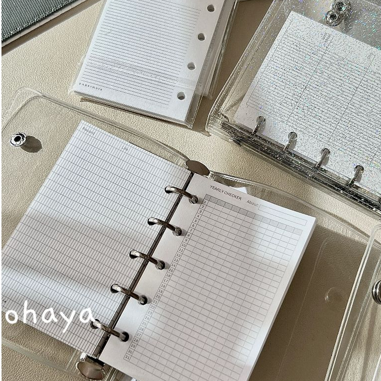 Ohaya | M5 Sổ Tay Lá Rời Lấp Lánh Trong Suốt 5 Lỗ Sổ Tay Mặt Trăng Mặt Trời Kế Hoạch Hàng Tuần Sổ Ta