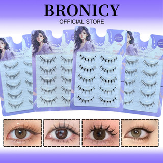 Bronicy Lông mi giả 3D dài và dày tự nhiên 5 đôi / hộp và có thể tái sử dụng