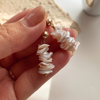 Bông tai ngọc trai kiểu Baroque tự nhiên Bông tai ngọc trai thủ công lấp đầy vàng 14k