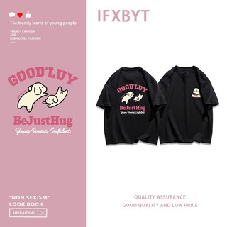 Local brand Ifxbyt form rộng 2024 Nữ áo phông chó con cổ tròn tay ngắn 100 % cotton-Y1130