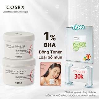 Hộp 70 bông đắp toner COSRX BHA One Step Original Clear 135ml tẩy tế bào chết cải thiện mụn đầu đen, làm sáng da, đánh bay mụn