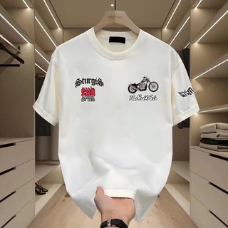 Hàn Quốc In Hình Xe Máy Chiều Dài Vai Nam Tay Ngắn Mùa Hè Cotton Nguyên Chất Thể Thao Hút Mồ Hôi Nam Tính Khí Tay Ngắn Cho Nam *