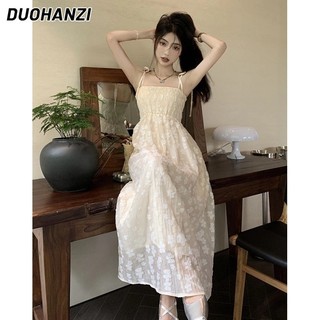 Duohanzi váy nữ mùa hè pháp phong cách mới ôm eo ngọt ngào cổ tích đầm thêu treo váy dài