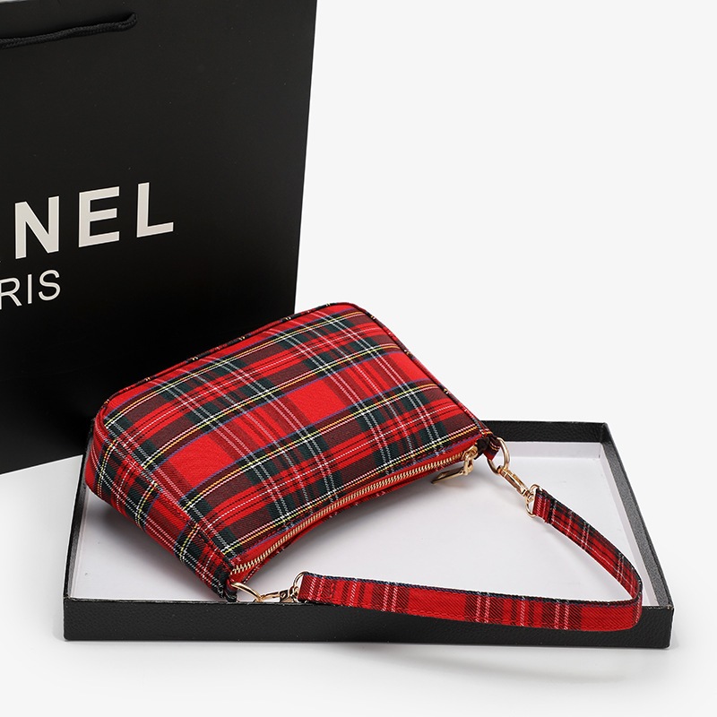 IELGY Túi xách họa tiết sọc caro thời trang retro cho nữ