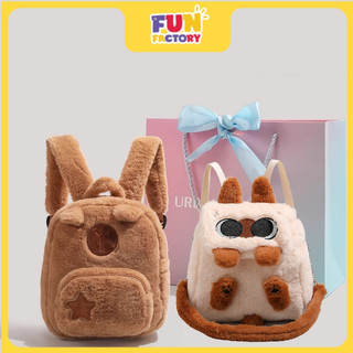 ℉UN FACTORY Túi Đựng Đồ Nữ Sang Trọng Dễ Thương Tất Cả Trận Đấu Hoạt Hình Capybara Sinh Viên Đại Học Túi Ba Lô Túi Đeo Vai