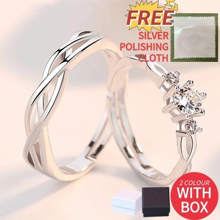 Set 2 nhẫn cặp đôi đính đá thời trang