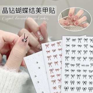 Sticker 5D đính đá hình nơ trang trí móng tay