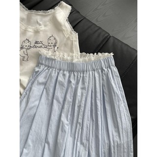 Ethelgirl phiên bản Hàn Quốc ren chắp vá chấm bi cạp cao dáng rộng quần ống rộng nữ vải ống thẳng quần