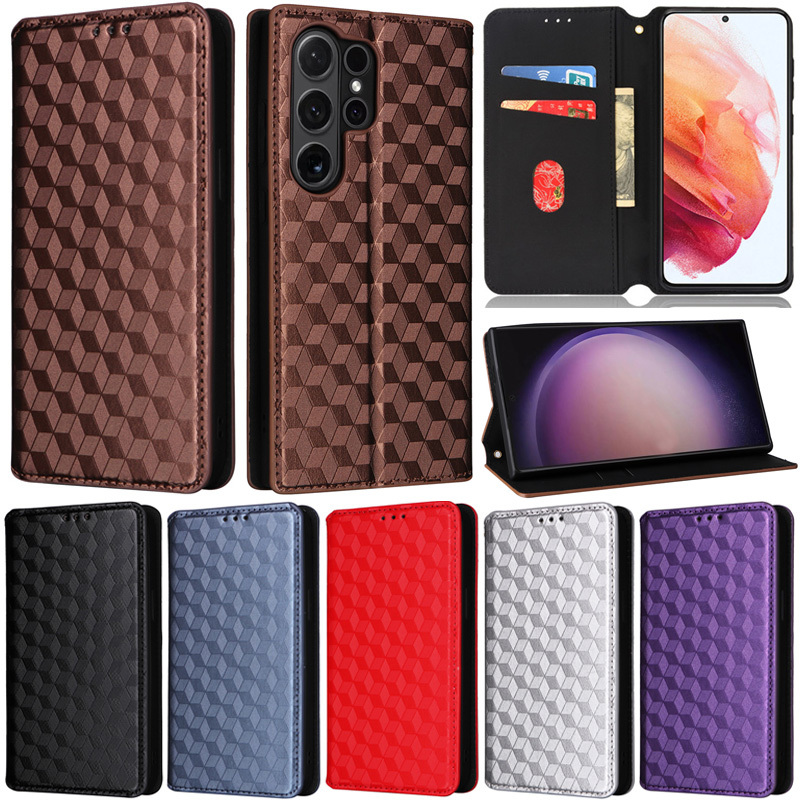 Ốp Lưng Sang Trọng Cho Samsung Galaxy S23 FE 5G S24 Ultra S24 Plus S23 Ultra S23 Plus S22 Ultra S22 Plus S21 Ultra S20 Ultra S21 + Carbon Book Style Ví Da Mềm Flip Cover
