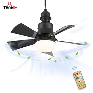 Quạt trần nhỏ Thunlit có đèn ký túc xá phòng ngủ Thời gian học tập & Điều khiển từ xa Có thể điều chỉnh độ sáng 3 tốc độ 5 cánh 30W E27