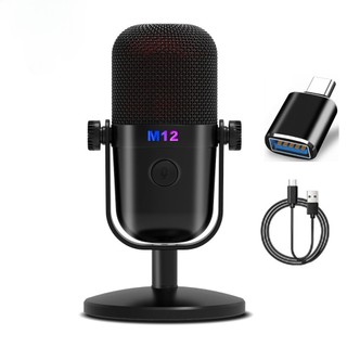 Micrô ngưng tụ có dây USB M12 RGB PC Chơi game Mic cho máy tính PS4 PS5 Micro ghi âm trực tiếp