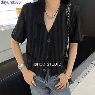 Nhẹ Sang Trọng Niche Cổ Chữ v Jacquard Mỏng Áo Khoác Ngắn Nữ Mùa Hè Phong Cách Mới Sang Trọng Rời Ôm Hơn Nhìn Sọc Cardigan Top
