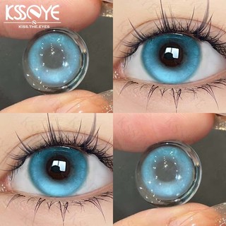 Ống kính tiếp xúc màu xanh KSSEYE với lớp 14,2MM Cat Ice Blue Sử dụng hàng năm 0 ~ -8,00 Cosplay ống kính mềm chất lượng cao