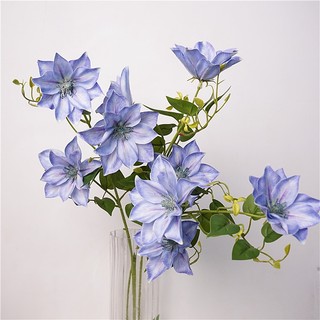 Hoa nhân tạo cảm giác nhỏ clematis hoa giả trang trí phòng khách hoa nghệ thuật clematis cao nhánh hoa bó hoa lụa bộ hoa