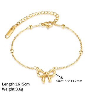 Dây chuyền mới Sweet Escape Princess Bow Ball Không phai màu Thép titan mạ điện Vòng tay vàng thời trang nữ và thanh lịch Vòng tay thủ công đơn giản và hợp thời trang