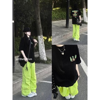 Ethelgirl Hàn Quốc "Thư" In Hình Cổ Tròn Thời Trang Phù Hợp Với Áo Thun Nữ Tay Ngắn Quần Áo Oversize Top