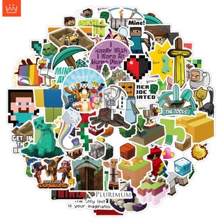 J· Hình Dán Chống Nước Minecraft Trò Chơi Điện Tử Mũ Bảo Hiểm Máy Tính Xách Tay Hành Lý Dán Thiết Lập, 50 tờ/bộ