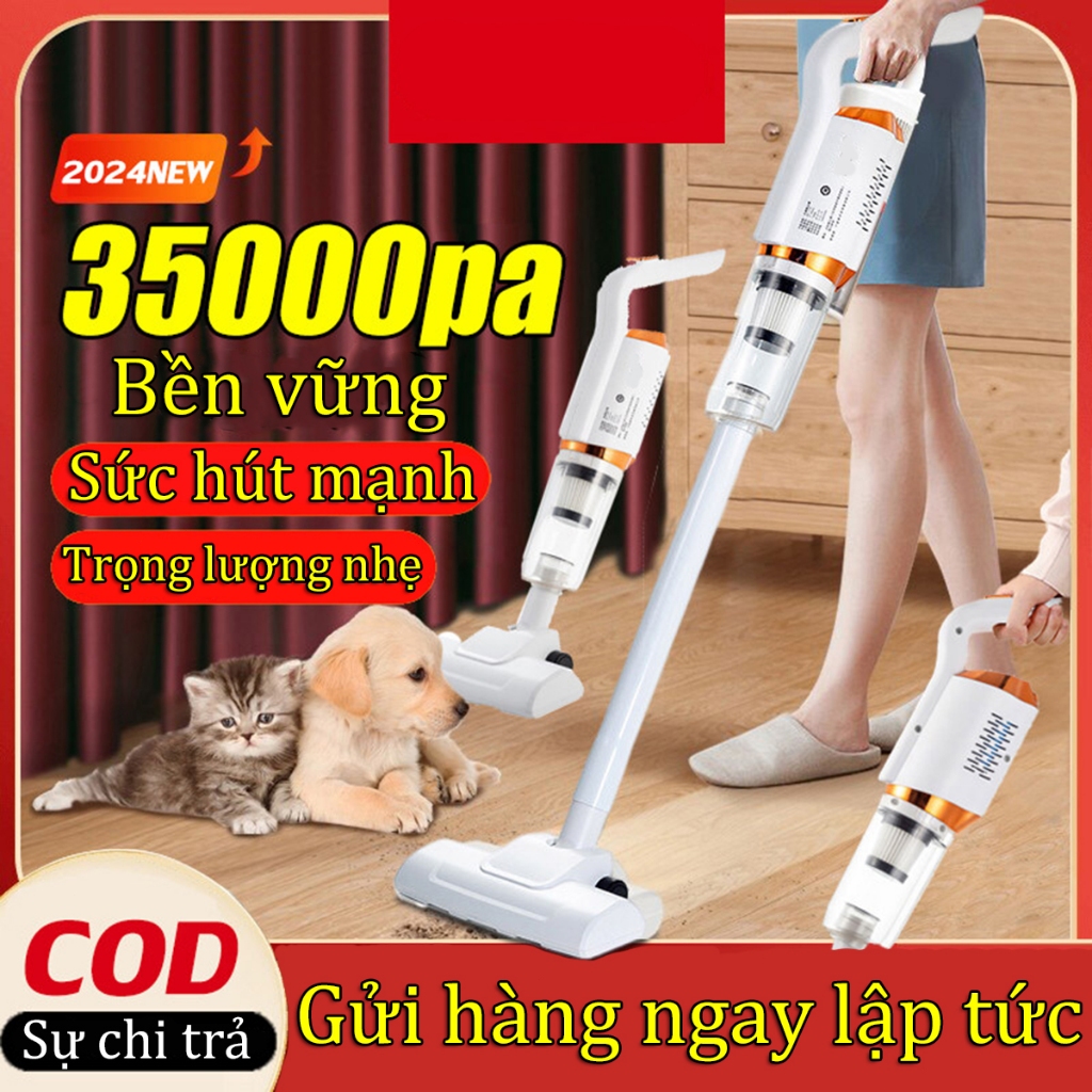 Cây Hút Bụi Lau Nhà Không Dây Pin Sạc Cao Cấp Tặng Kèm 4 Đầu Hút Máy Hút Bụi Cầm Tay Không Dây