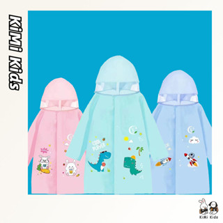  Kimi Kids pvc dày hoạt hình bé trai và bé gái mẫu giáo học sinh trẻ em poncho một mảnh túi đi học lớn áo mưa trẻ em 
