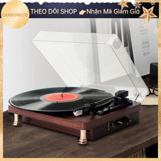   Hàng Sẵn  Máy quay đĩa than - Máy nghe nhạc đĩa than có thể kết nối Bluetooth không dây cổ điển có nắp che bụi 100‐240V【Carbon070  