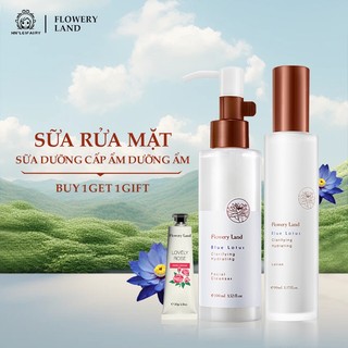 （Oil Control&Whitening）Toner làm sạch cấp ẩm Blue Lotus/ Sữa rửa mặt Blue Lotus Flowery Land Skincare Kits 50g+90ml
