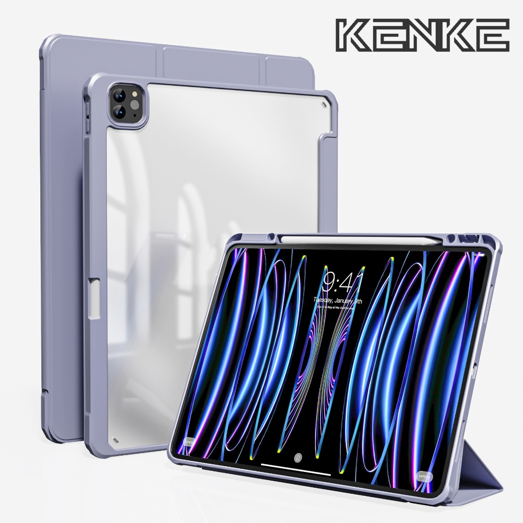 Kenke ipad ốp lưng bảng cứng Acrylic, ốp lưng trong suốt độ phân giải cao Có khe cắm bút chì cho ipa