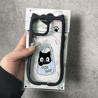 Dành cho iphone ốp lưng ip15promax ip11 creative ip12 ip 13 ip 14plus túi mèo đen silicon mềm tpu tai mèo đơn giản ốp điện thoại