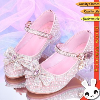 Bé Gái Trẻ Em Giày Công Chúa Trẻ Em Mới Giày Cao Gót Đế Mềm Sequin Pha Lê Giày Khiêu Vũ