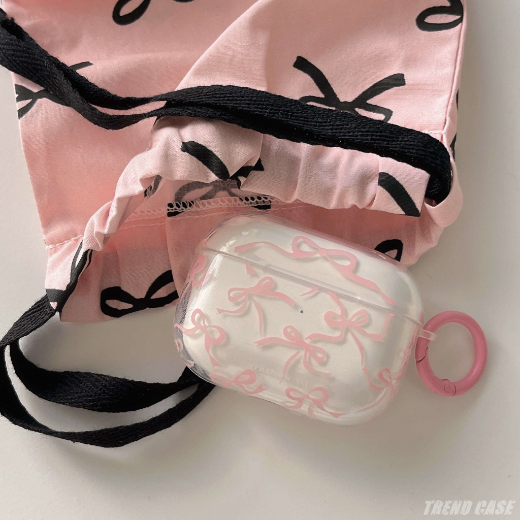 Ins Đơn Giản Nơ Màu Hồng Dành Cho AirPods 3 Pro 2 1 Ốp Lưng Apple AirPods Pro Silicon Mềm Bao Airpod