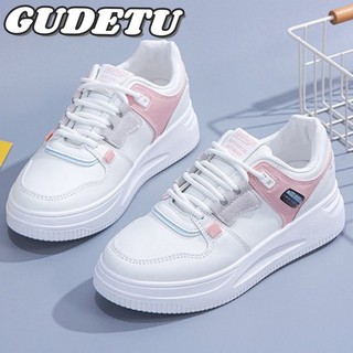 GUDETU❤Giày nữ Giày trắng đế dày phong trào fallow phiên bản Hàn Quốc Giày đế bệt nhỏ màu trắng