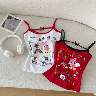 NUZIRO Áo ba lỗ in hình Graffiti phiên bản Hàn Quốc mới mùa hè Hàn Quốc dành cho nữ