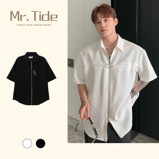 Áo Sơ Mi Ngắn Tay Phối Khóa Kéo Đơn Giản Trẻ Trung Thời Trang Xu Hướng Trẻ Trung Chất Lượng Cao Cho Nam